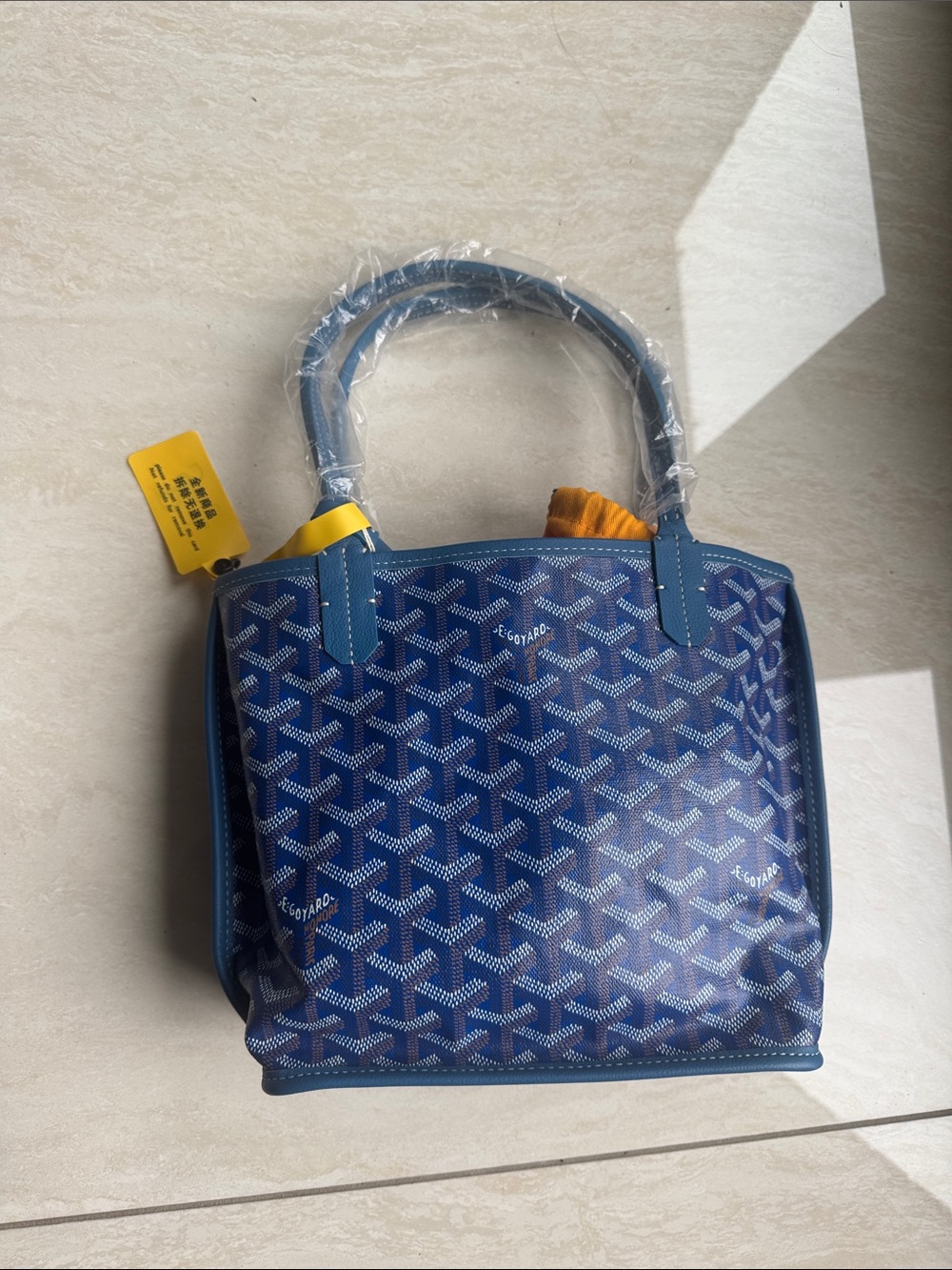 Goyard Blue Patterned Small Tote with Top Handles